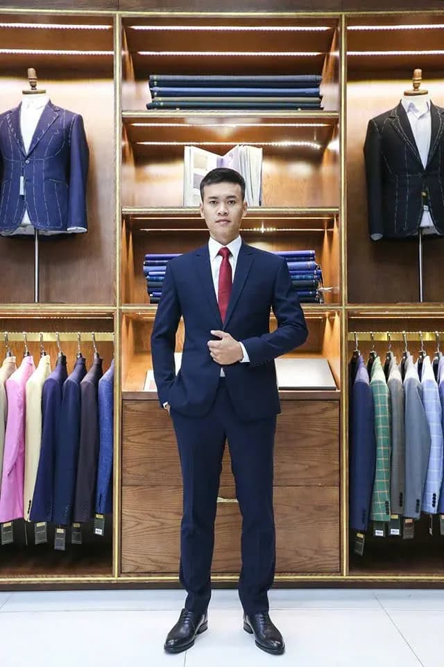 Vest công sở xanh navy cho khối ngân hàng