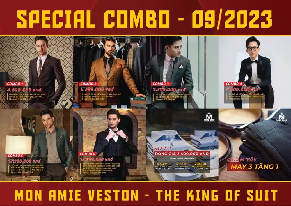 Combo suit và sơ mi tháng 9/2023 tại Mon Amie