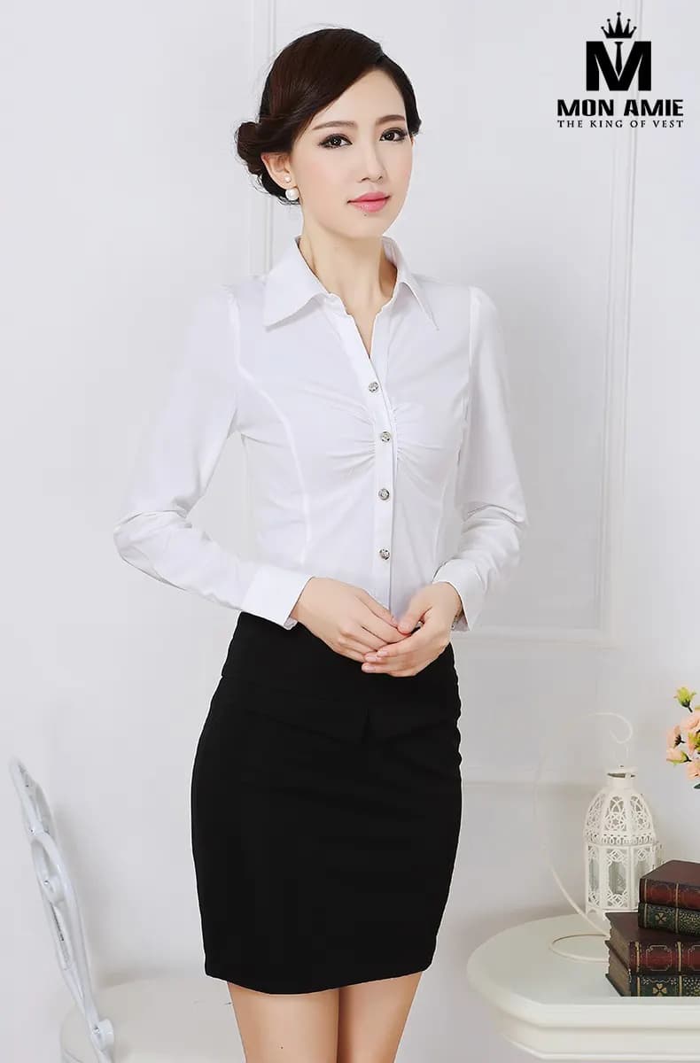 May đồng phục sơ mi nữ tại TP.HCM: vải, form và số đo