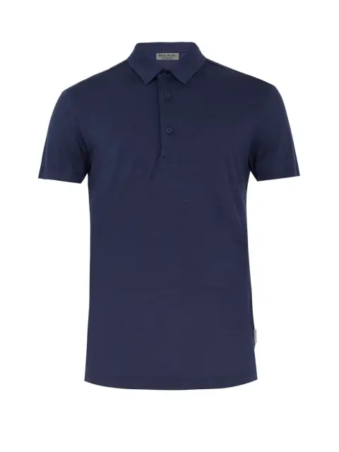 Polo navy trơn cổ sơ mi