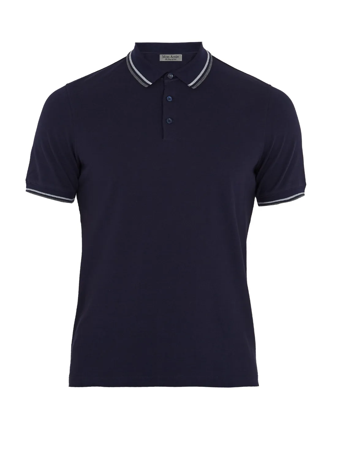 Polo navy viền cổ tay xám — 1/1