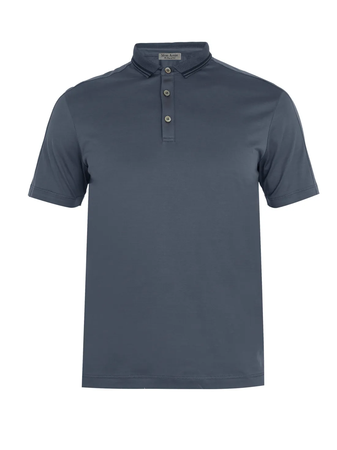 Polo xám xanh cổ viền navy — 1/1