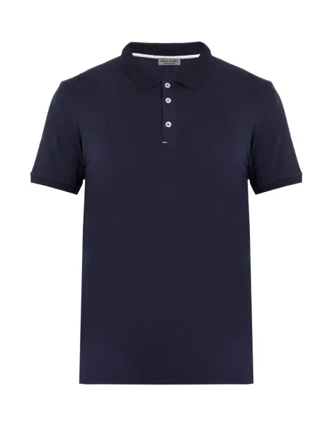 Polo navy trơn ba khuy