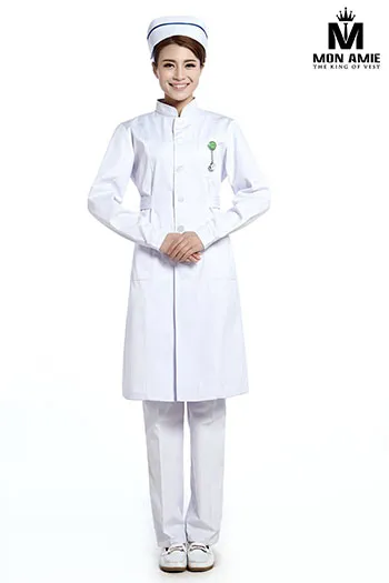 Đồng Phục Y Tá Màu Trắng Cổ Trụ DPYT004 — 1/1