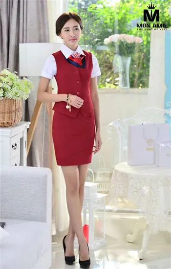 Đồng Phục Áo Ghi Lê Nữ Màu Đỏ Đô 011 — 1/1