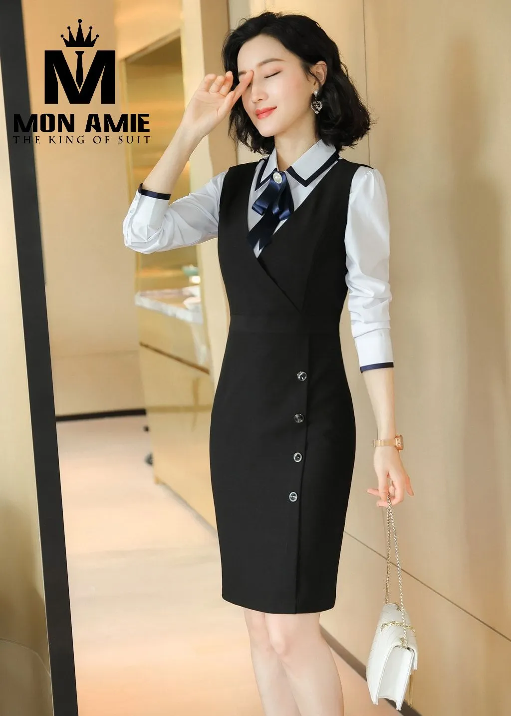 Đầm yếm đen phối sơ mi PN1787 — 1/5
