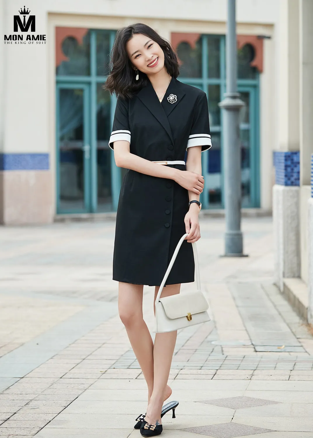 Đầm vest đen viền tay trắng PN1845 — 1/8