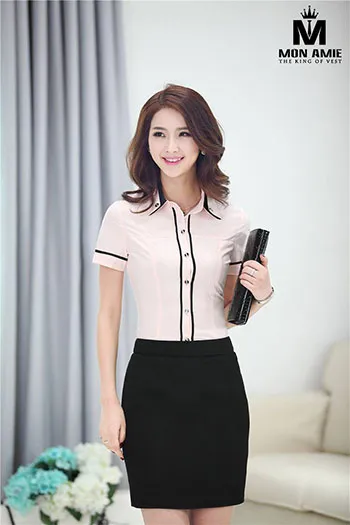 Đồng Phục Áo Sơ Mi Nữ Màu Cam Trắng Ngắn Tay — 1/1