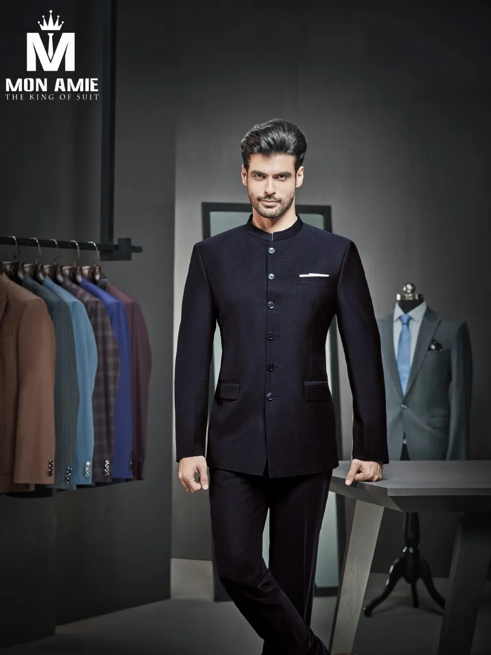 Suit cổ đứng xanh đen D614 — 1/1