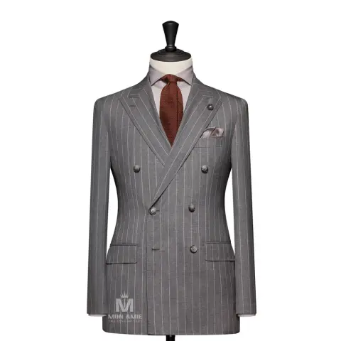 Suit vest đôi xám sọc phấn