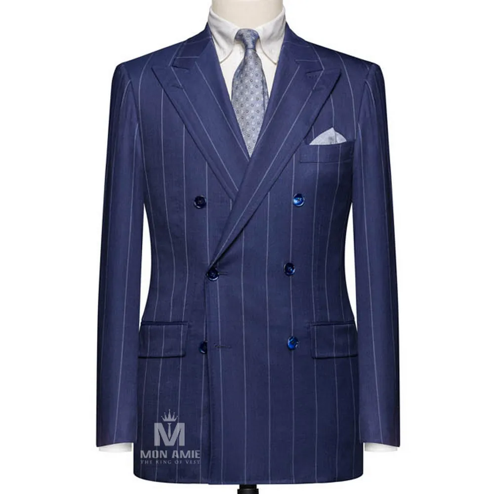 Suit vest đôi xanh dương sọc phấn — 1/3