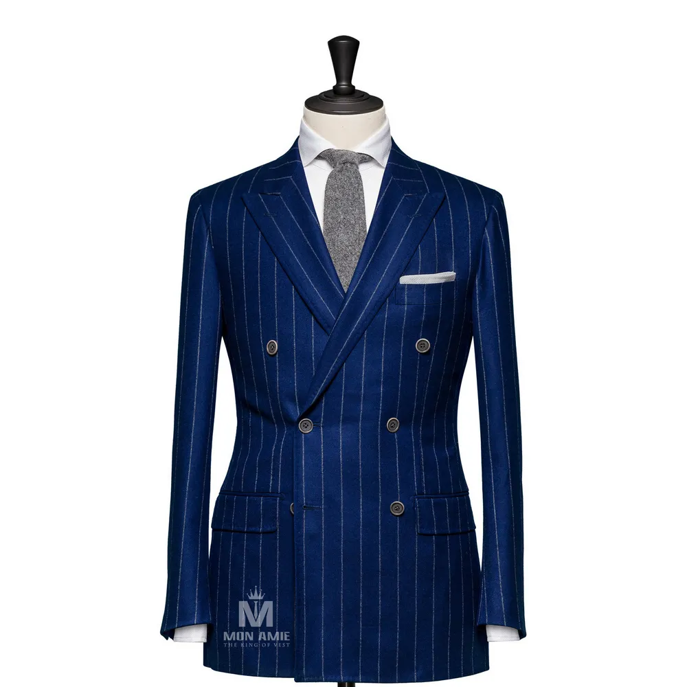 Suit vest đôi xanh navy sọc phấn 147610 — 1/3