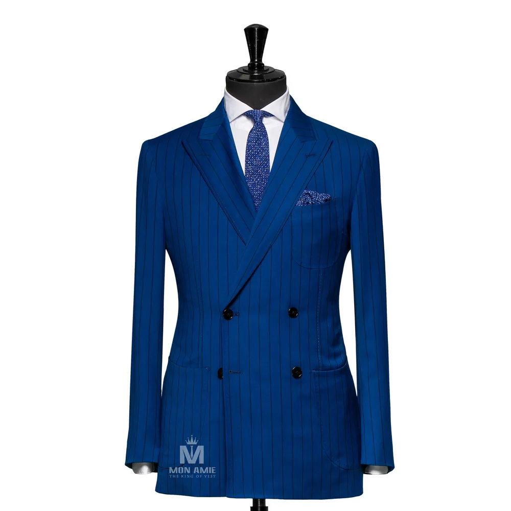 Suit vest đôi xanh coban sọc chìm — 1/3