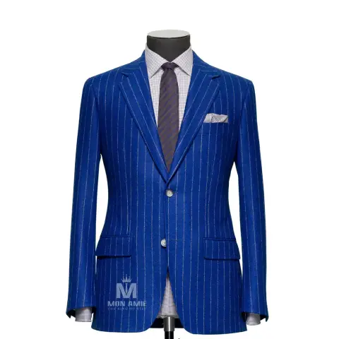 Suit xanh coban sọc phấn 2 khuy — 624821