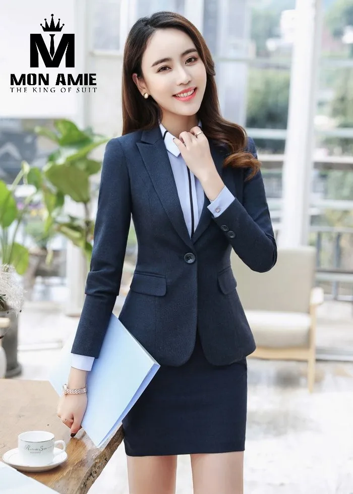 Vest nữ xanh navy, chân váy bút chì PN1041 — 1/3