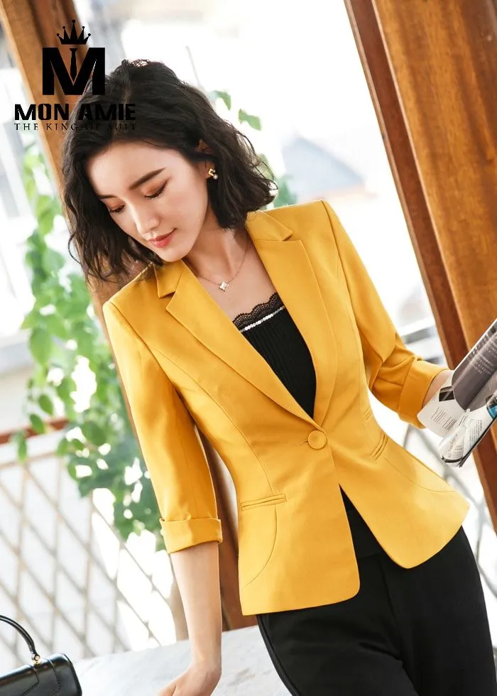 Blazer vàng mù tạt tay lửng, quần ống loe PN1055 — 1/4