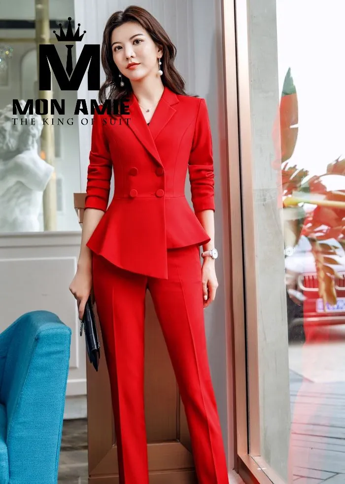 Vest nữ đỏ peplum hai hàng khuy, quần tây PN1425 — 1/5