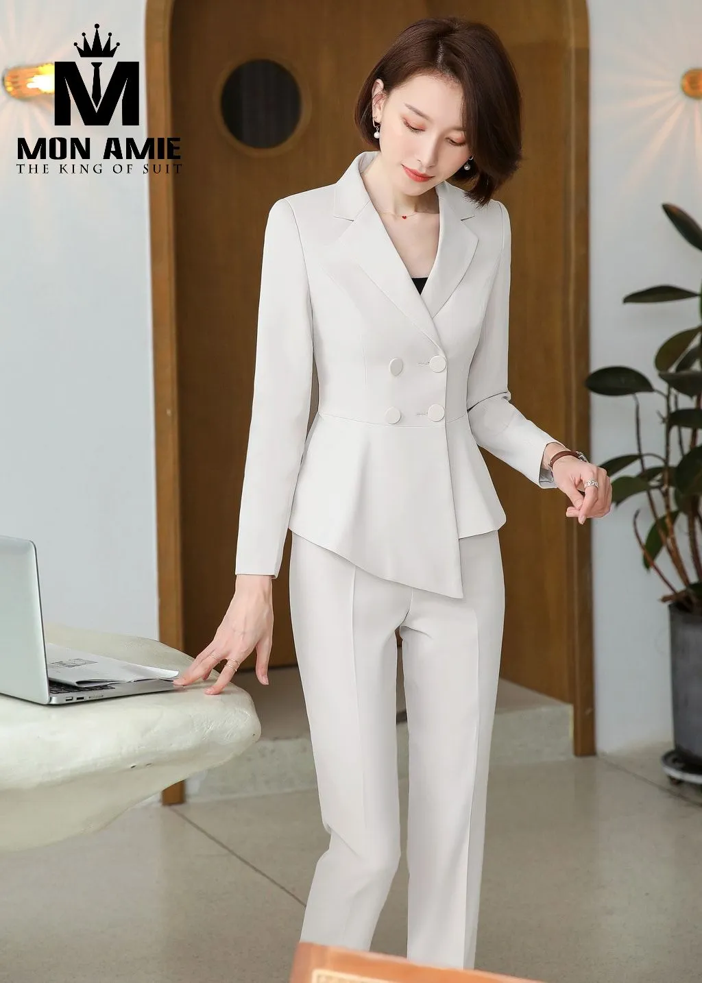 Vest nữ trắng hai hàng khuy, quần tây PN1589 — 1/4