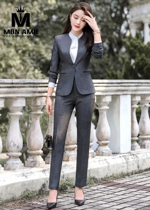 Vest nữ xám than, quần tây — PN1597