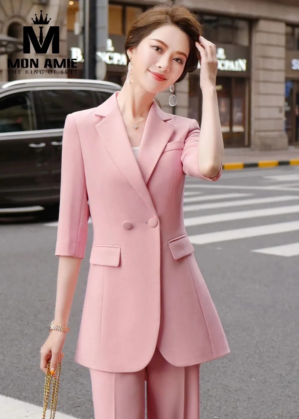 Vest nữ hồng dáng dài, quần tây PN1654 — 1/4