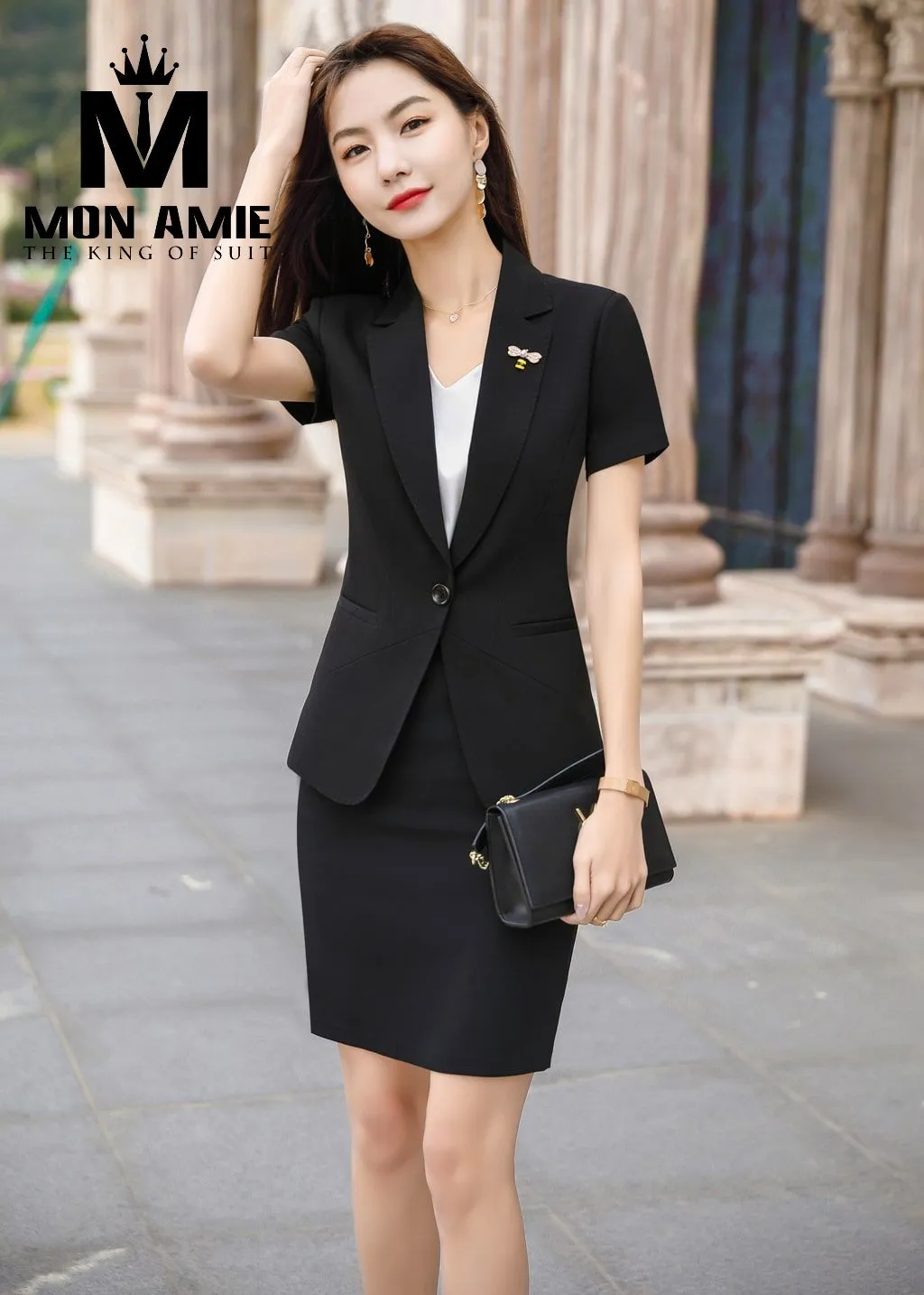 Vest nữ đen cộc tay, chân váy PN1766 — 1/4