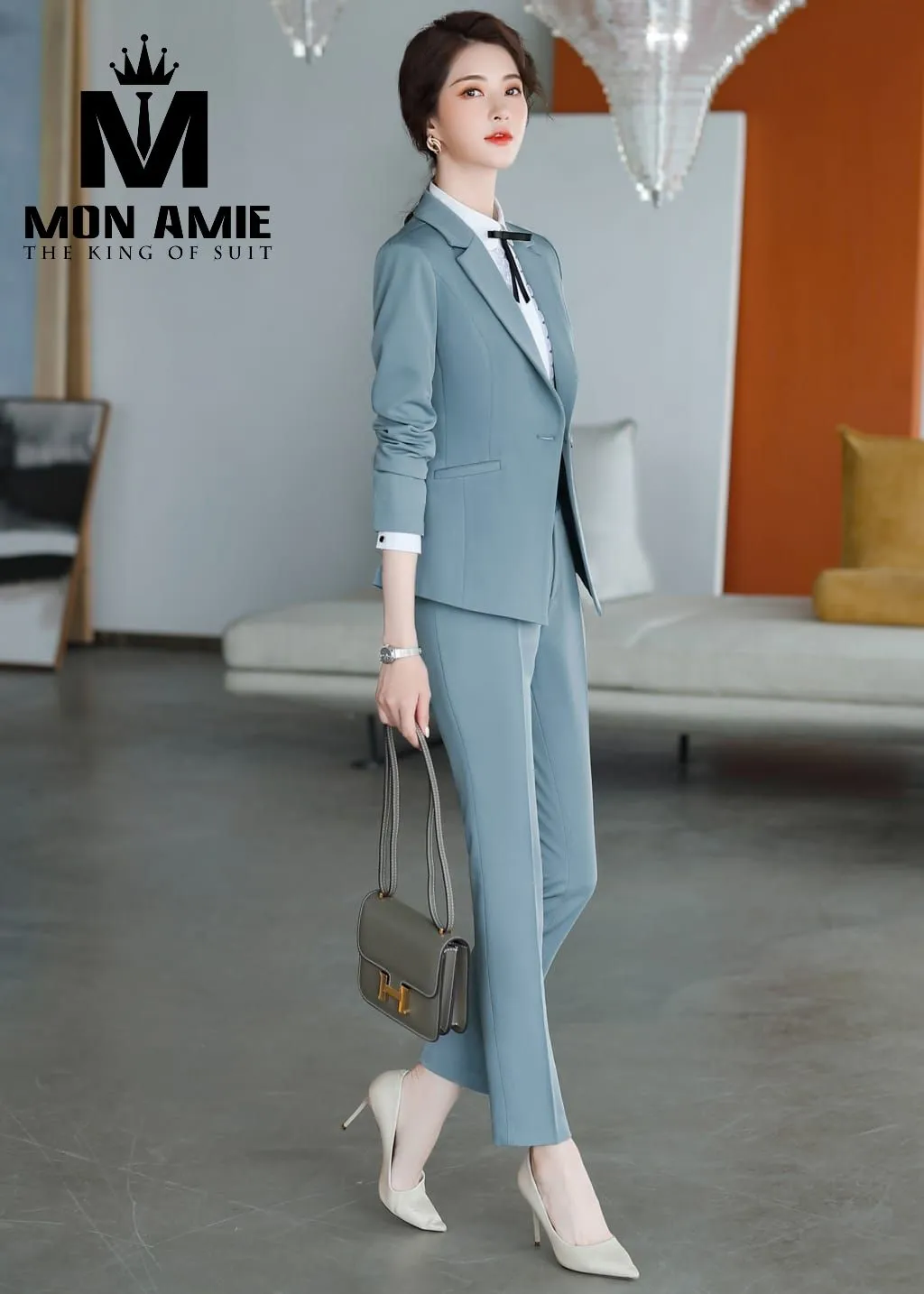 Vest nữ xanh ghi nhạt, quần tây PN1774 — 1/4