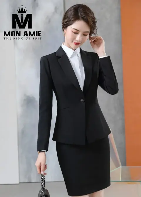 Vest nữ đen, chân váy bút chì — PN1777