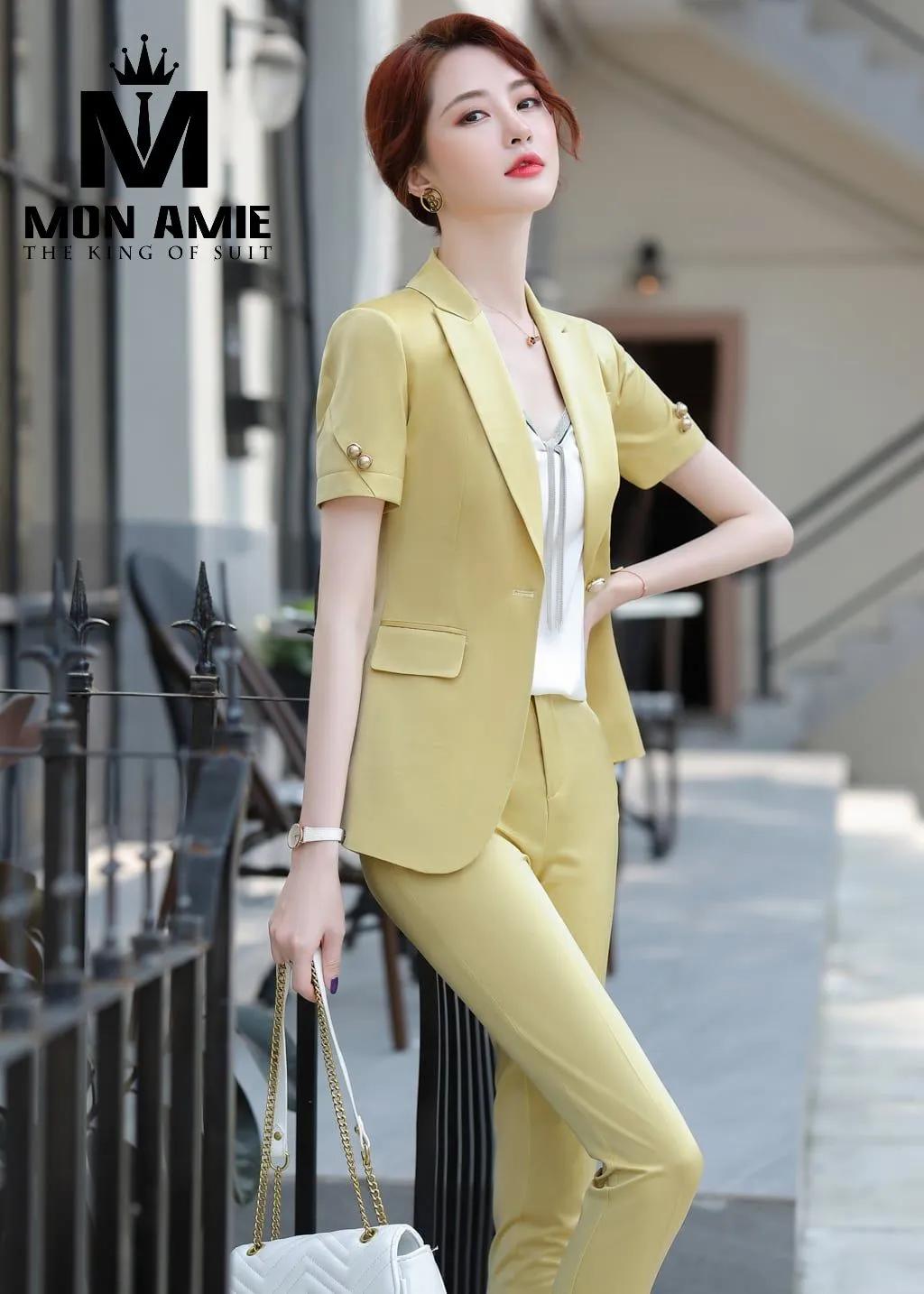 Vest nữ vàng chanh cộc tay, quần lửng PN1835 — 1/4