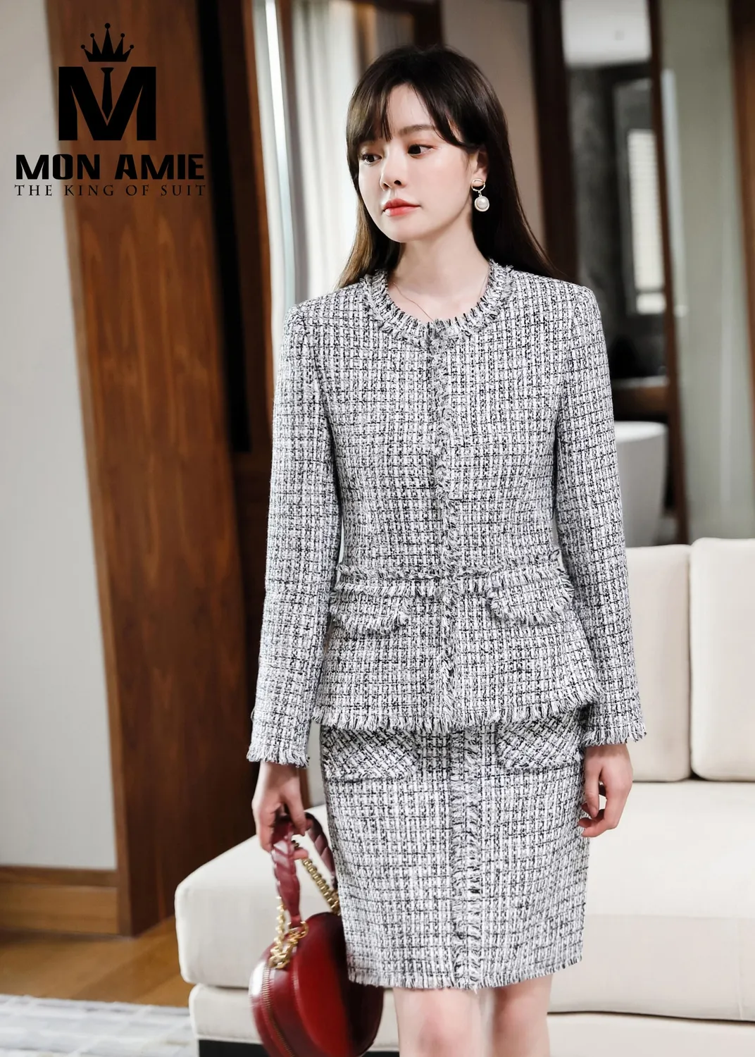 Áo khoác tweed xám, chân váy tweed PN1907 — 1/12